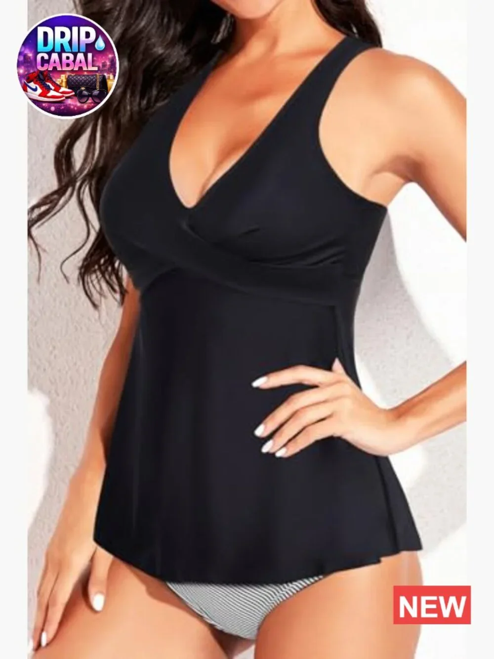 Halter Tankini Top V-Neck Swim Top Loose Fit Flow No Bottom